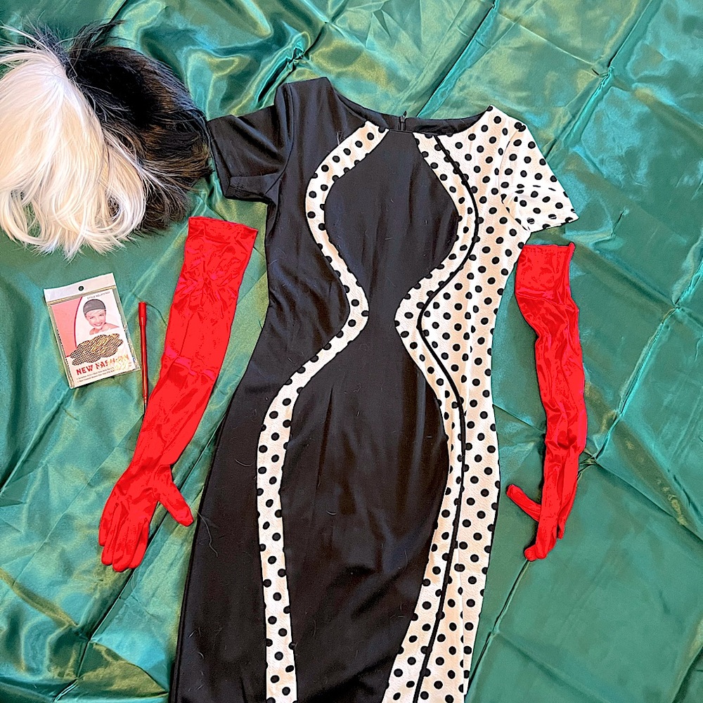 Cruella DeVil costume with accessories